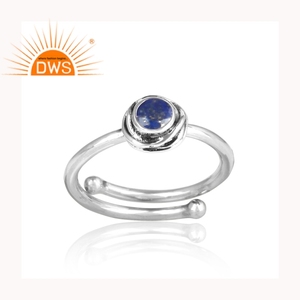 รอบตัดของแท้สีฟ้า Lapis แหวนพลอยเครื่องประดับ925แหวนเงินสเตอร์ลิงสำหรับทุกขนาดผู้ผลิตเครื่องประดับ - Product Image 2