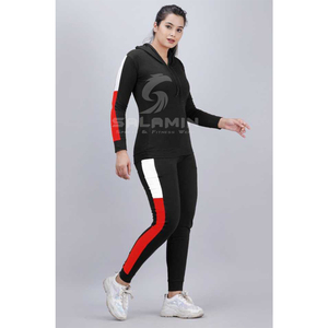 Chándal femenino con logotipo personalizado y bolsillos, conjunto de pantalones de dos piezas - Product Image 1