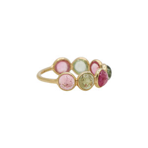 Gema de turmalina multicolor Natural de alta calidad, anillos hechos a mano de oro amarillo sólido de 18k, joyería para venta al por mayor - Product Image 2