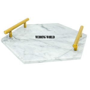 ถาดเสิร์ฟหินอ่อนตกแต่งคุณภาพสูงทําด้วยมือออกแบบจานคลาสสิกสไตล์ขายส่งใหม่แฟนซีถาดเสิร์ฟหินอ่อน - Product Image 6