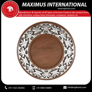 Plateau décoratif floral en bois de qualité supérieure, fait main, plateau de service, centre de table luxueux et élégant pour la table à manger à la maison, décoration en incrustation - Product Image 3