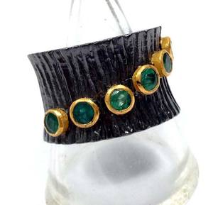 น้ำหนักเบาเงินสเตอร์ลิง925ออกซิไดซ์ปรับผู้จัดจำหน่ายมรกตลาบราดอไรต์อัญมณีพื้นผิวปรับแต่งวงแหวน - Product Image 6