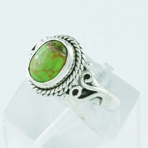 Beautiful Green Copper <b>Turquoise</b> Stone Handmade 925 Sterling Silver <b>Ring</b> Wholesaler India - Product Image 3