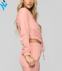 Survêtement en velours pour femme, haut court, capuche et Jogging, ensemble 2 pièces, Logo personnalisé, élégant, nouvelle collection 2020 - Product Image 5