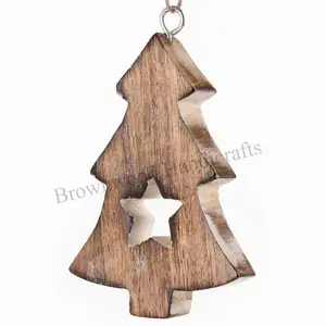 Burnt White Wash Color Christmas Decoration Supplies Ornaments Mango Wood Tree From Indian Manufacturer & Exporter