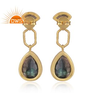 Visbella-boucles d'oreilles en laiton plaqué or 18k, ensemble de boucles d'oreilles pendantes, fournitures de bijoux à la mode, Labradorite 1,5 pierres précieuses, vente en gros - Product Image 3
