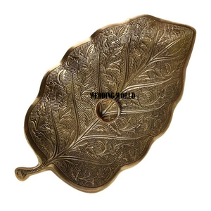 Bandeja de servicio de hojas de Metal dorado, de diseño antiguo, hecha a mano, de estilo clásico - Product Image 2
