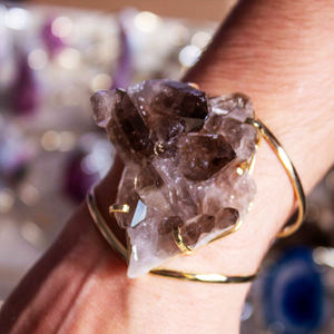 Natural Extra Quality Smoky Quartz Wire <b>Bracelets</b> <b>Gemstone</b> Jewelry Set - Product Image 1