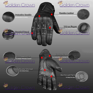 Guantes de protección para hombre, manoplas duras de cuero Premium, Cruiser, Street Biker, con almohadilla de Gel, Palma - Product Image 5