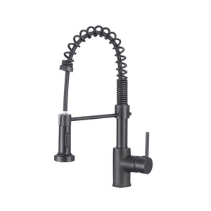 Miscelatore da cucina rubinetto rubinetto Cupc ponte montato a tirare verso il basso in ceramica contemporanea nero opaco rubinetto da cucina con Pull Down spruzzatore - Product Image 2