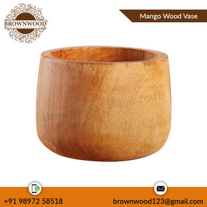 Vase en bois fait main de style classique ensemble de 2 décorations de table finies en bois naturel pour salon, bureau et décoration intérieure - Product Image 2