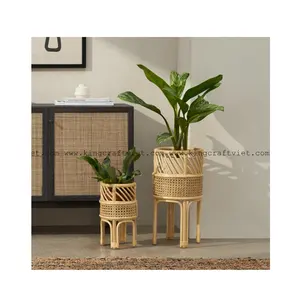 キングクラフトベトナムサプライヤーからの家の装飾のための安い籐植物スタンドプランターバスケットスタンド