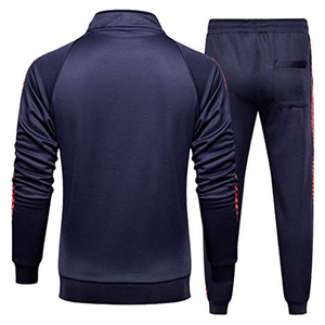 Chándal negro para hombre con cremallera completa, cuello alto, color liso, ropa informal para correr con bolsillos laterales, corte regular, para otoño - Product Image 4