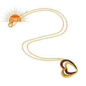 Collier avec pendentif en forme de cœur et pierre précieuse, chaîne plaquée or, bijoux indiens en argent, vente en gros, - Product Image 3