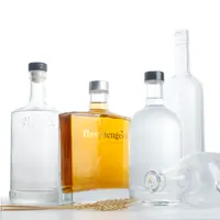 Bottiglia di vetro di pietra focaia extra di vendita calda su misura con tappi a vite per bottiglia di vetro di spirito di tequila del liquore di brandy della vodka del whisky di gin