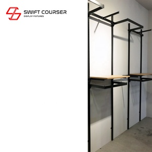 Swift Courser ST-300*600-B Supermarket U Shaped Slotted Upright Panel Hang Rail for T-Shirt Display Black Powder Coated - Product Image 4