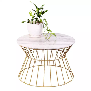 Mesa de centro redonda de cristal con marco de metal, precio de fábrica - Product Image 1