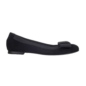 Sepatu datar wanita balerina hitam Suede 100% buatan Italia sepatu perempuan untuk label pribadi