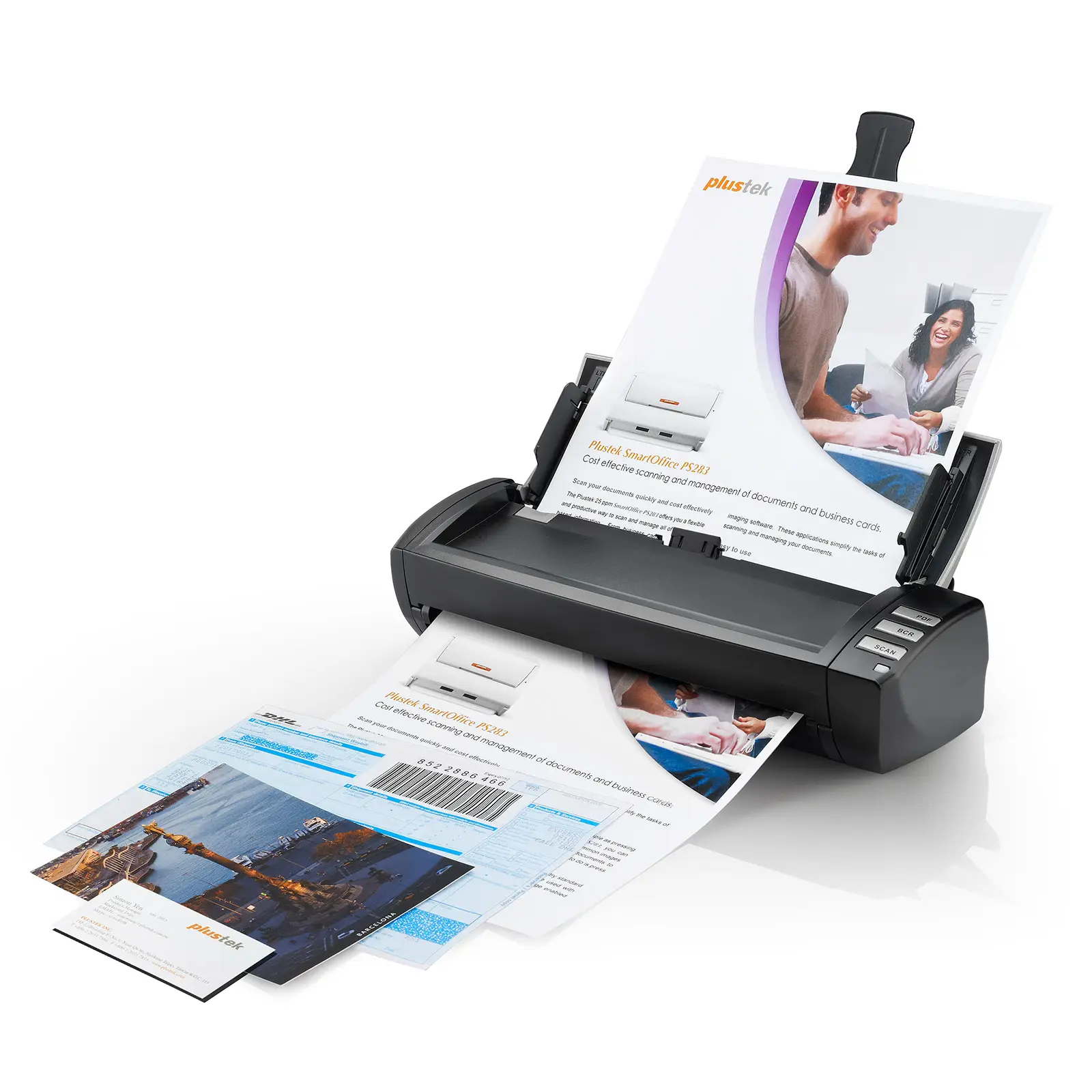 Plustek-escáner de escritorio AD480 de alta velocidad para tarjetas y documentos, con alimentador automático de documentos de 20 páginas y ranura para tarjeta exclusiva