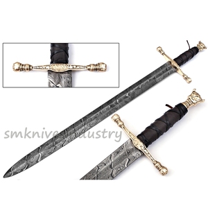 Espada hecha a mano de acero de Damasco, arma de caza de doble filo, hermosa, batalla lista con funda (Smk1957) - Product Image 3