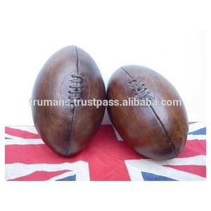Pelota de rugby y fútbol americano Retro de la mejor calidad hecha a mano de cuero genuino de estilo antiguo vintage hecha a mano de Pakistán - Product Image 6