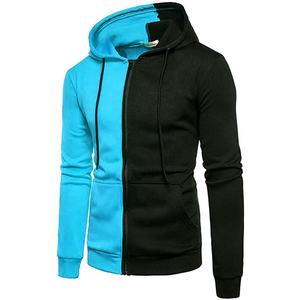 Sweat-shirt à capuche de gym avec fermeture éclair graphique et décontracté pour hommes, coupe ample, couleur bloc, style rétro léger - Product Image 5