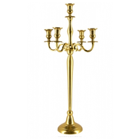 Nouveau long candélabre en métal doré mat pour la décoration de réception de mariage