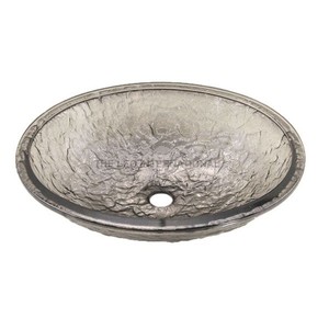 High Grade Sink <b>Round</b> Shape Wash <b>Basin</b> Bathroom Hanging Hammered Texture Shiny Silver Polished Sustainable Feature - Product Image 3