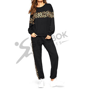 ชุดวอร์มลายเสือดาวสำหรับผู้หญิง,ชุดวอร์มเสื้อยืดและกางเกงวิ่งลายกราฟิกแบบลำลองกางเกงวอร์มเอวแบบมีเชือกดึง - Product Image 5