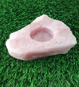 Portacandele decorativo in quarzo rosa in pietra di cristallo in vendita portacandele in pietra naturale al quarzo