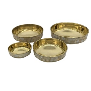 Juego de cuencos modernos para servir, utensilios de cocina para Hotel, restaurante, vajilla decorativa de diseño moderno de latón, Color dorado - Product Image 1