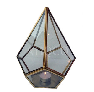 Lanterne géométrique en verre transparent et en métal pour la décoration de la maison et du jardin Décorations de fête - Product Image 2