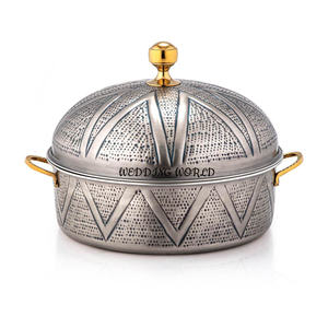Calentador de alimentos al por mayor de lujo de calidad superior Hotpot de acero inoxidable con tapa dorada cazuela de Metal elegante clásica - Product Image 3