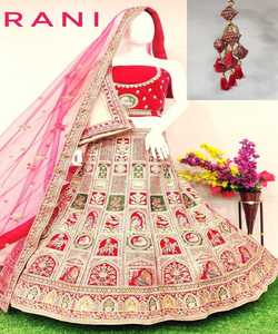 Lehenga Choli Dupatta en Coton Soie Georgette Brodé de Paillettes, Vêtement Ethnique de Mariage Lavable - Prix de Gros - Product Image 3