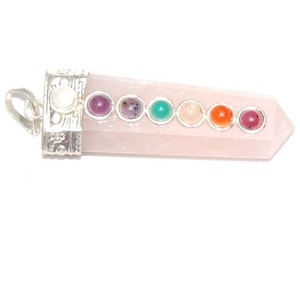 Best Value of Rose Quartz Flate Point Chakra Pendants : Rose Quartz Flate Point Chakra Pendants for Sale - Product Image 1