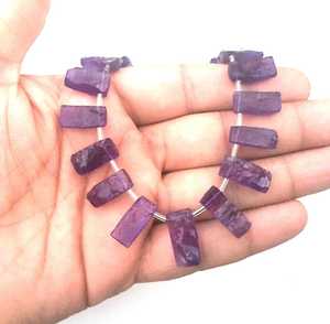 Pierre précieuse d'améthyste bleue naturelle non traitée coupe à la main forme rectangulaire rugueuse de qualité supérieure en gros février pierre de naissance bijoux bruts - Product Image 6