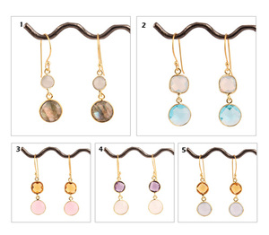 Pendientes de citrino y opalita para mujer, conjunto de bisel chapado en oro, gota de luz colgante para mujer, gotas chapadas en oro de 24k, joyería al por mayor - Product Image 3