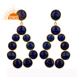 Lapis-boucle d'oreille en pierre précieuse Lapis-Lazuli naturelle, forme goutte, plaqué or, argent Sterling, vente en gros, possibilité de vente en gros - Product Image 1