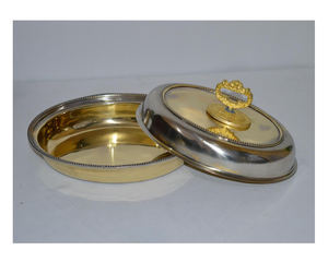 Vantage-Bandeja de servicio de latón de lujo moderno con tapa para el hogar y la cocina, uso en fiestas de deshierbe - Product Image 1