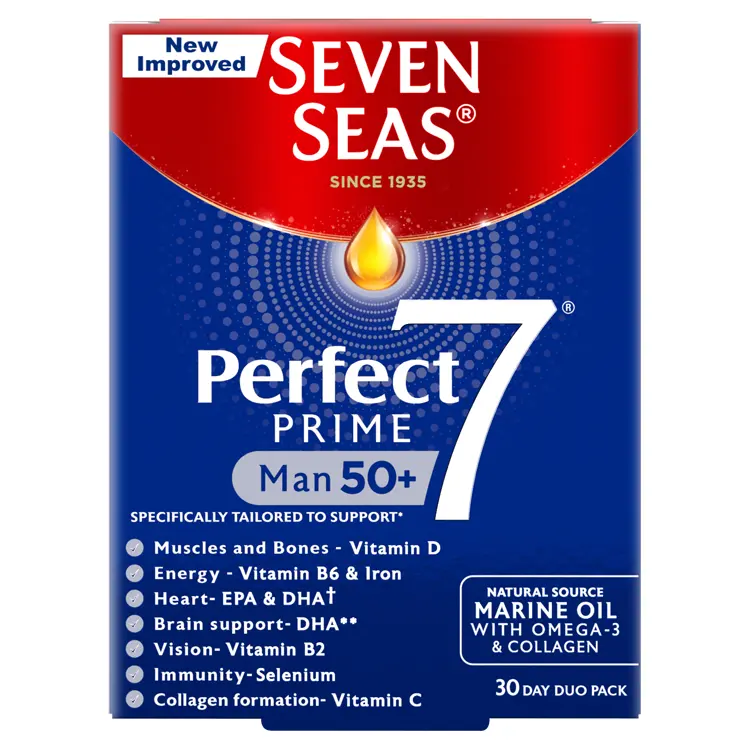 Zeven Zee Perfect Prime 7 Man 50 + Marine Olie, omega 3 & Collageen 30 Dagen Duo Pack (Ean 5012335882706)
