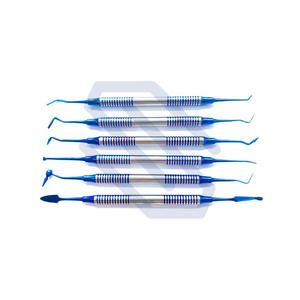 เครื่องมือบรรจุสเตนเลสคอมโพสิตสำหรับทันตกรรม6ชิ้นได้รับการรับรอง CE ใช้พลังงานแบบไม่ติดปลายเคลือบพลาสมาสีฟ้า - Product Image 1