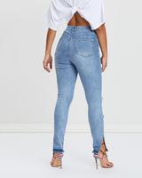 OEM Plus Size Mid High Collar Straight Plaid Denim Women Stretch Ripped Breathable Eco-Friendly Waterproof Streetwear Casual