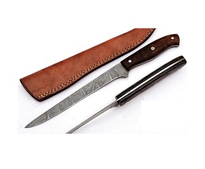 Couteau de couperet en acier damassé fait à la main avec manche en bois d'olivier pour la coupe de fruits de cuisine et le chef - Product Image 1