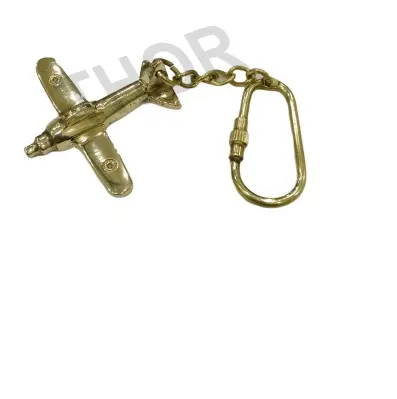 HANDCRAFTED KEYCHAIN SOLID BRASS POLISH FINISH AIRPLANE KEY CHAIN KEY RING GIFT ITEM