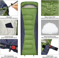 Sac de couchage compact unisexe 4 saisons, imperméable et chaud, léger, vert, carré, camping, voyage en plein air, polyester