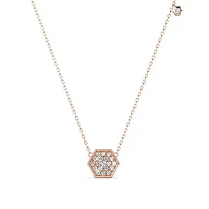 Destiny Jewellery 2021 New Minimalist Premium Austria Crystal Jewelry Hexagon Pendant Geometric Necklace For Women