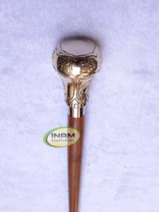 Bastón de madera de diseño con perilla de latón, mango ovalado, para caminar, hermoso mango ovalado - Product Image 3