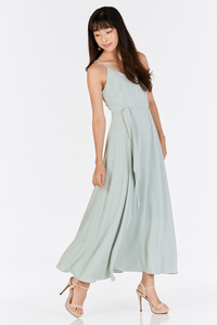 Robe longue sans manches en crêpe de lin noir 100 % respirante, coupe ample, col carré, nouvelle collection, haute qualité, idéale pour l'été - Product Image 5