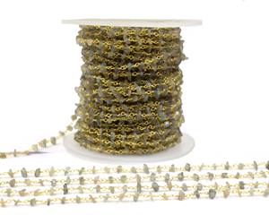 -Labradorite Gemstone Wire Wrapped Perlé Chapelet Chaîne BestJewelry Article pour la fabrication de composants et de bijoux - Product Image 1