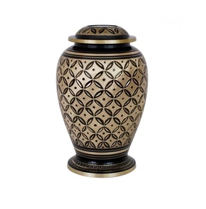 Gold and Black Dome Top Patterned Wholesale Antique Metal Urn for Ashes, Adult Cremation Urn American/European Style - Product Image 5